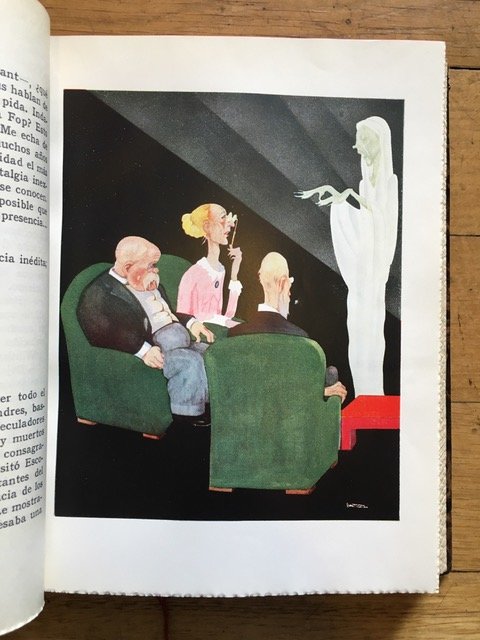 Ilustración a color dentro de un ex libris