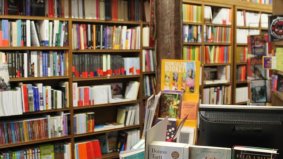 Libros en el interior de la librería Punto y Línea