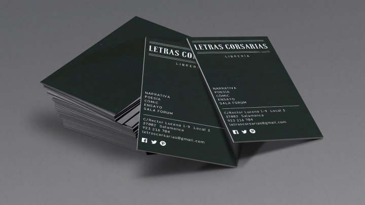 Tarjetas de la librería Letras Corsarias